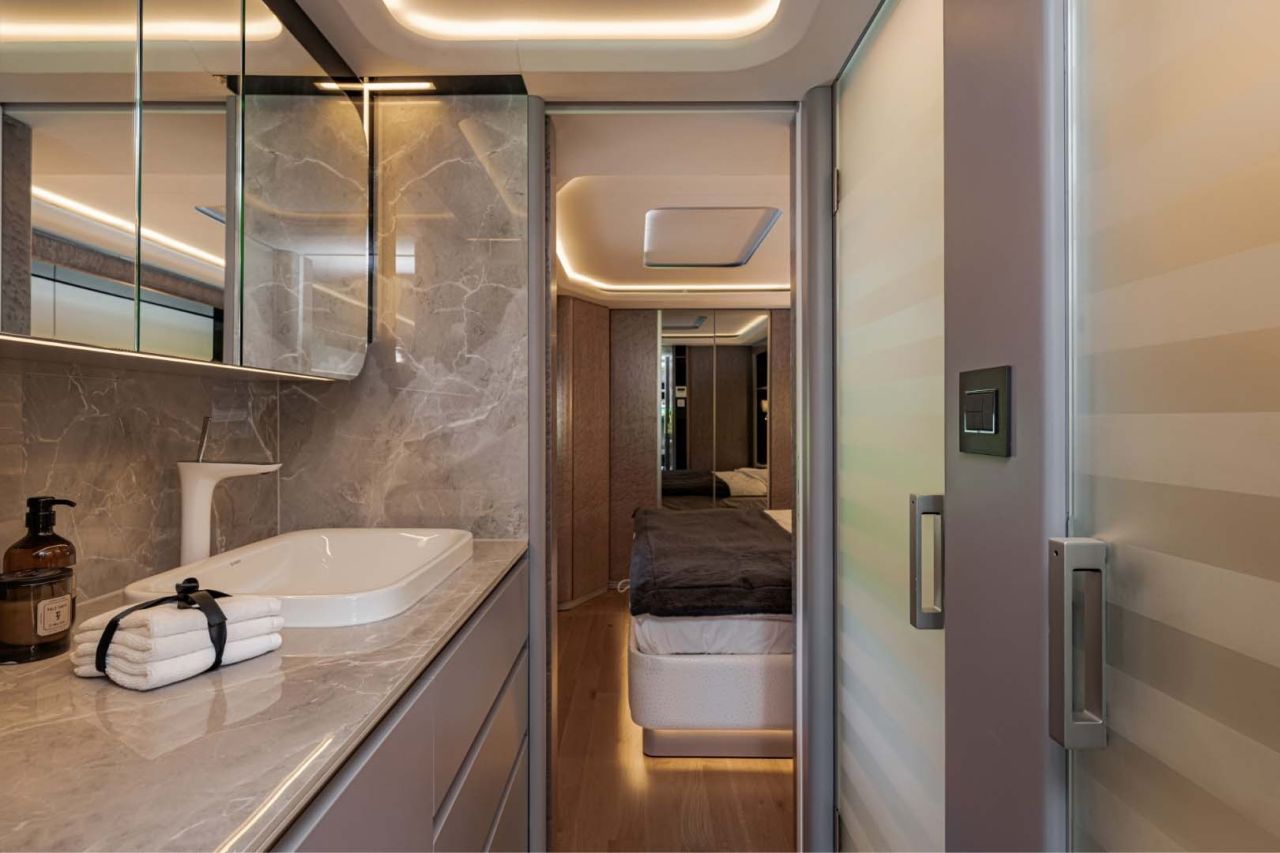 drool over dembell side storage luxury motorhome with garage for your motorcycle 15