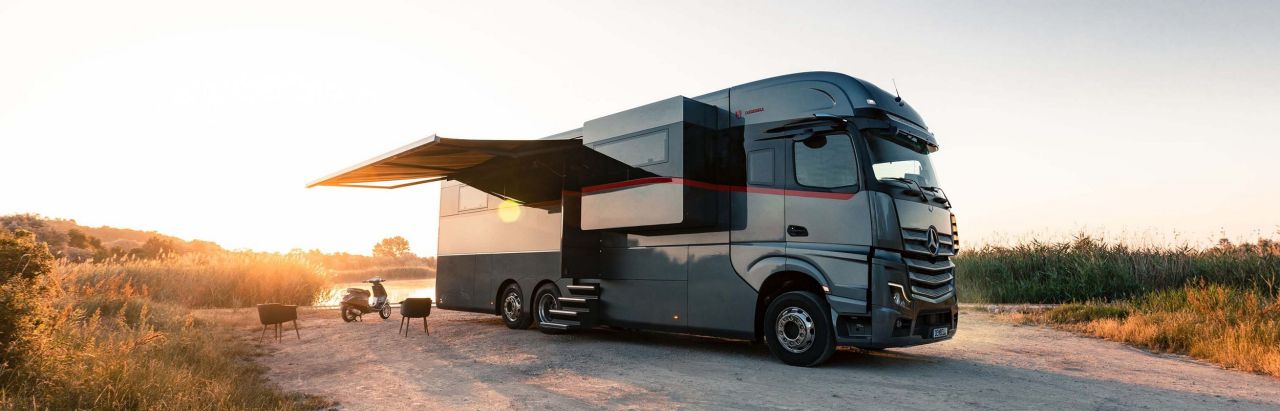 drool over dembell side storage luxury motorhome with garage for your motorcycle 18