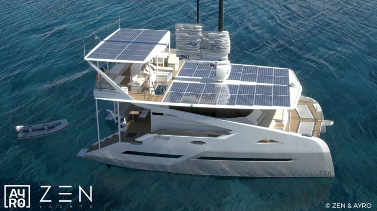 Lo ZEN50 è uno yacht che combina le vele con un motore elettrico