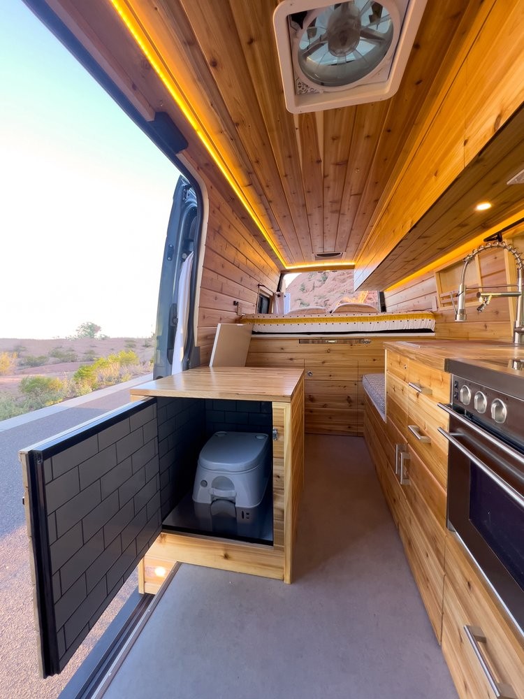 this sprinter camper van has all the bells and whistles for long term off grid living 13