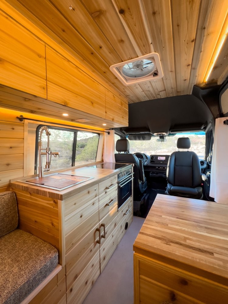 this sprinter camper van has all the bells and whistles for long term off grid living 24