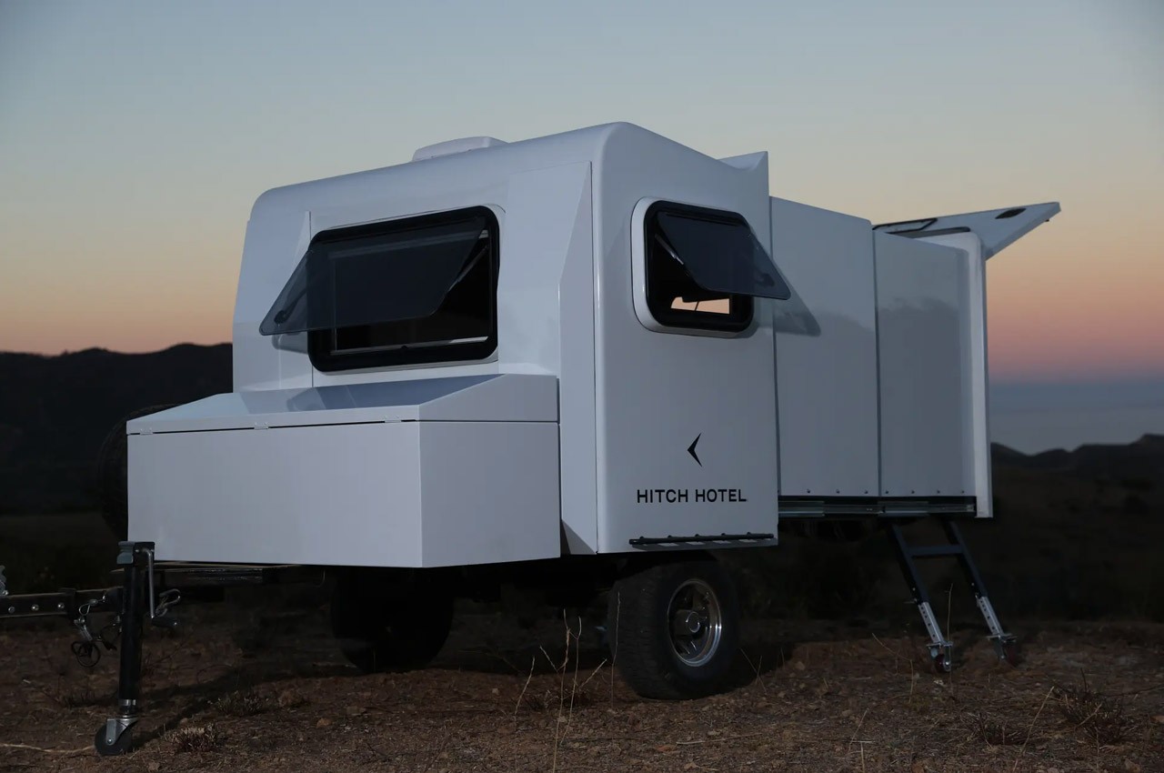 hitch hotel traveler is a box on wheels that expands into your hotel room at camp 3