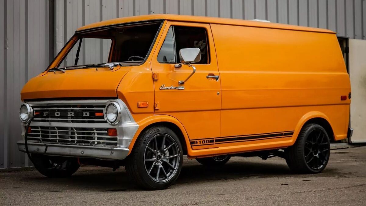 Tesla swapped Ford E 100 Van 2s