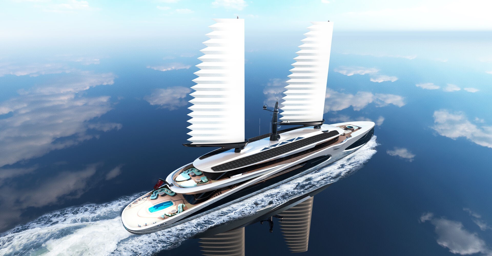 amplitude is a futuristic superyacht concept with massive sail wings for fuel efficiency 8