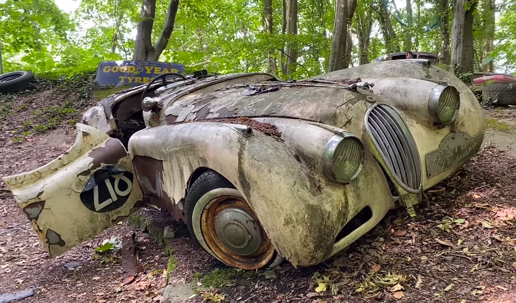 this junkyard set up in the woods is loaded with rare classic cars 2