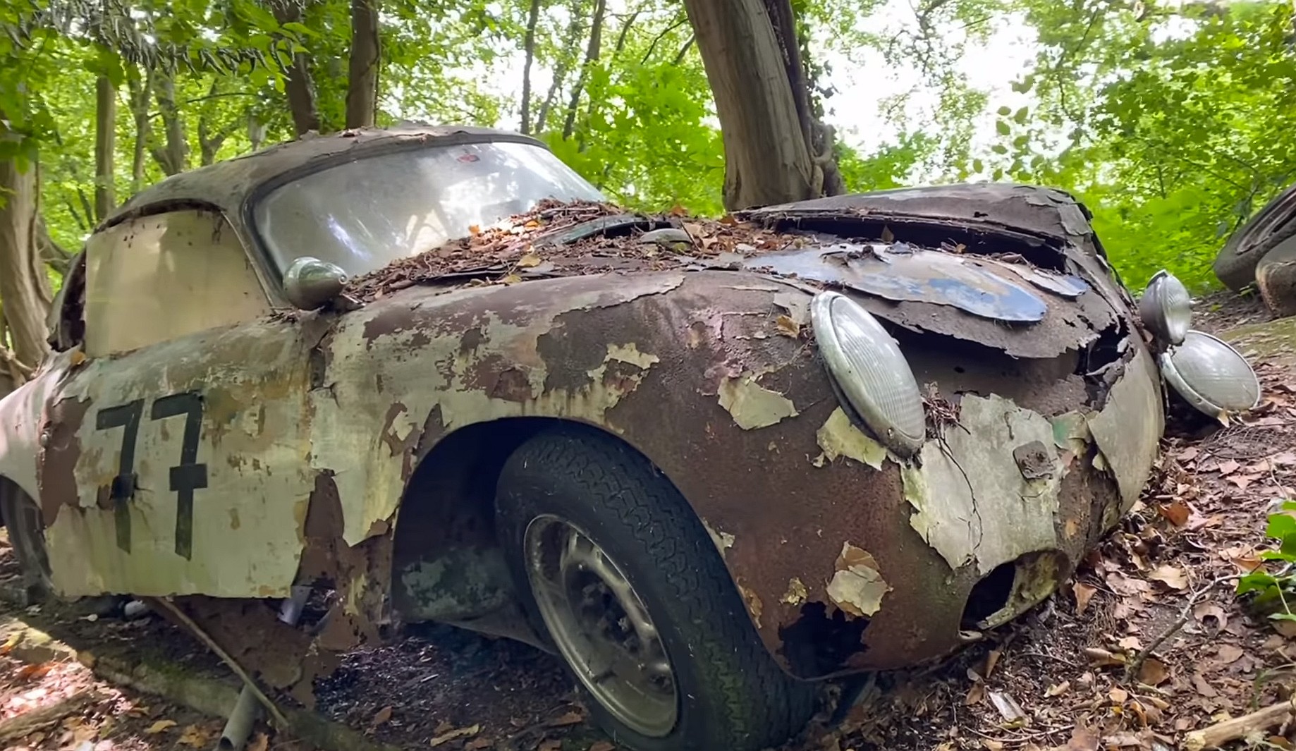 this junkyard set up in the woods is loaded with rare classic cars 3