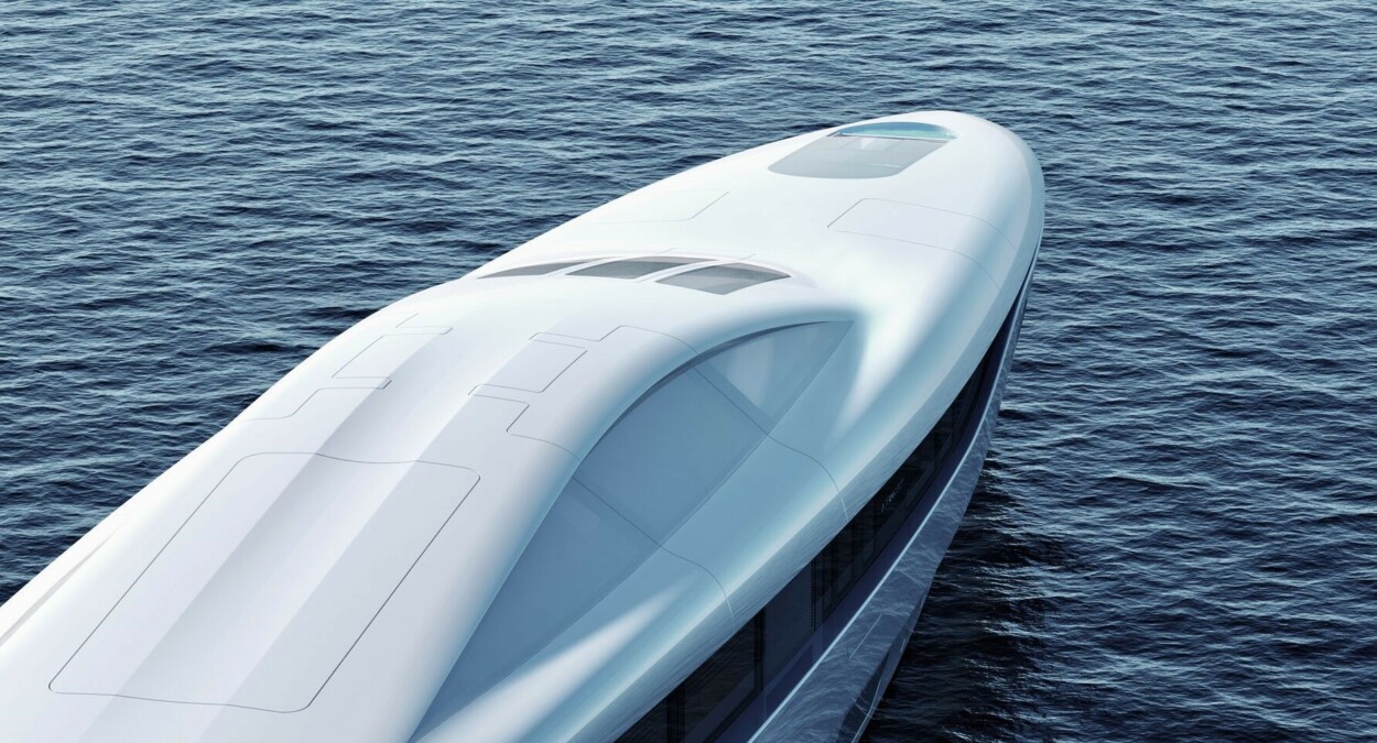 arrakeen is a retrofuturistic superyacht concept with gullwing doors and large portholes 1