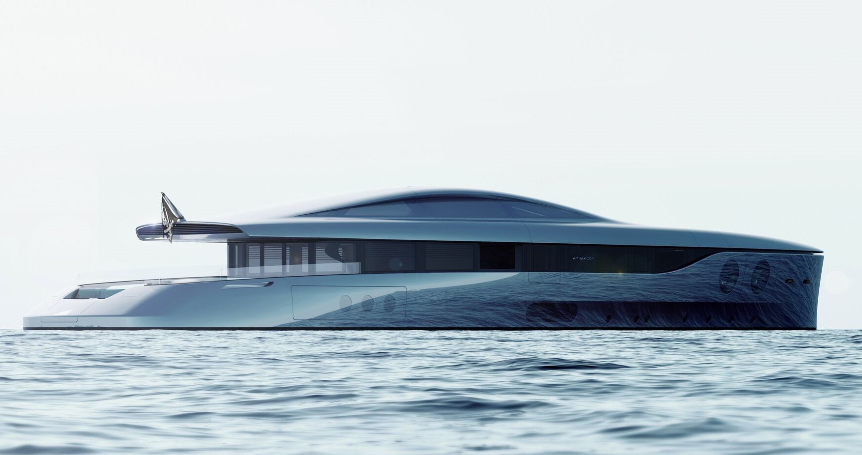 arrakeen is a retrofuturistic superyacht concept with gullwing doors and large portholes 5