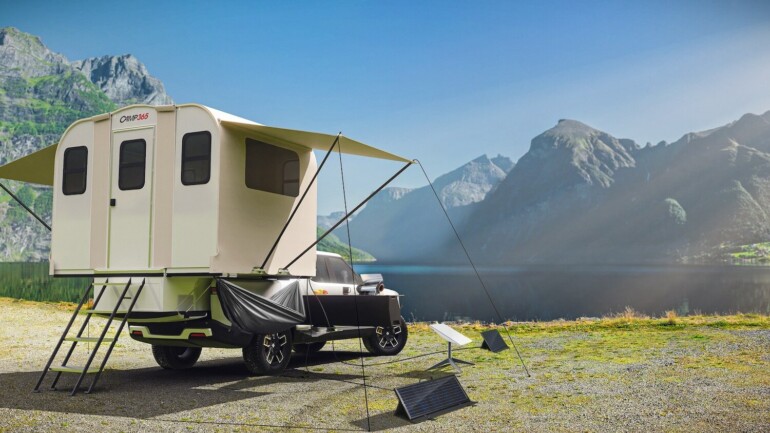 camp365 t model is a modern truck bed camper specifically designed for electric pickups 1