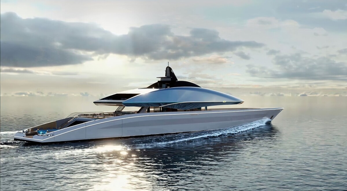 futuristic superyacht concept project med boasts a unique floating superstructure 11