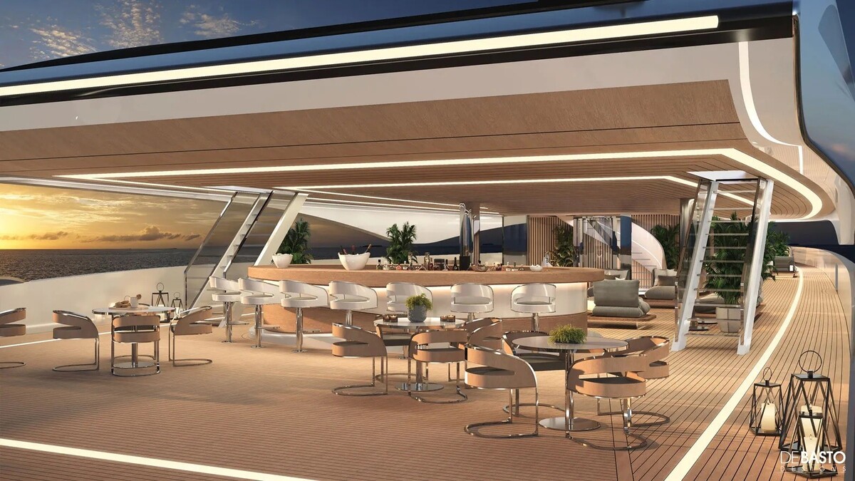 futuristic superyacht concept project med boasts a unique floating superstructure 3