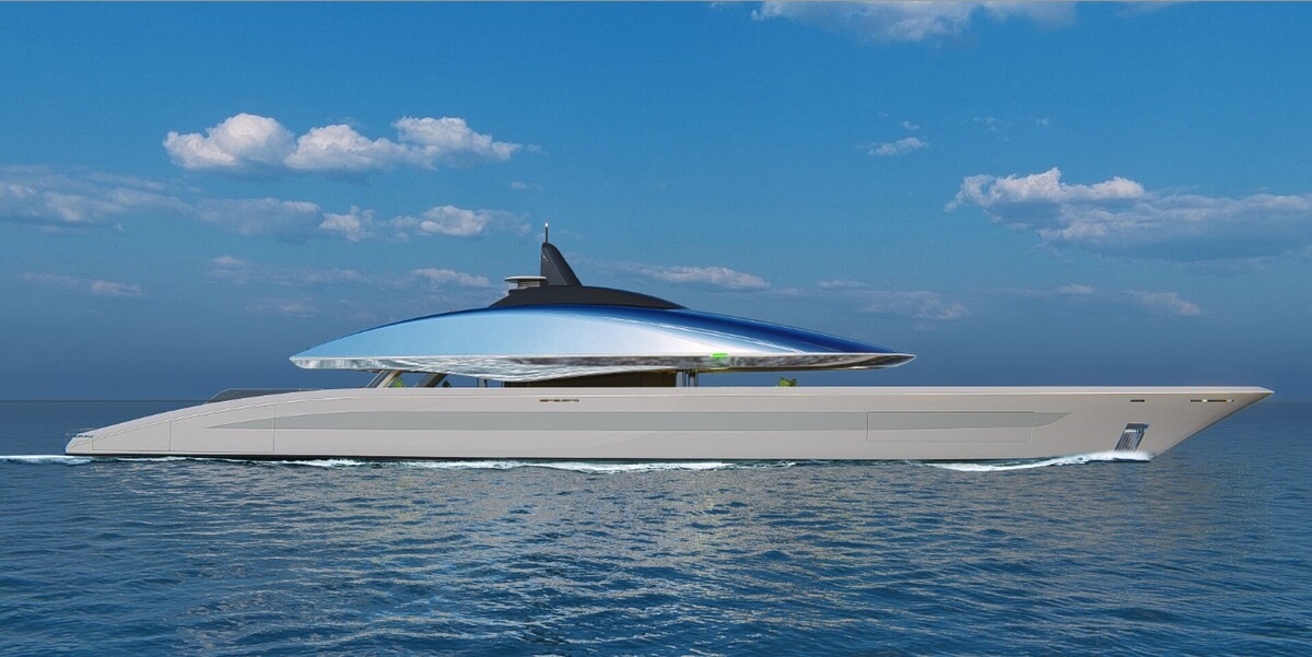 futuristic superyacht concept project med boasts a unique floating superstructure 9