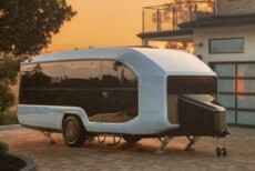 pebble flow all electric travel trailer exterior shots