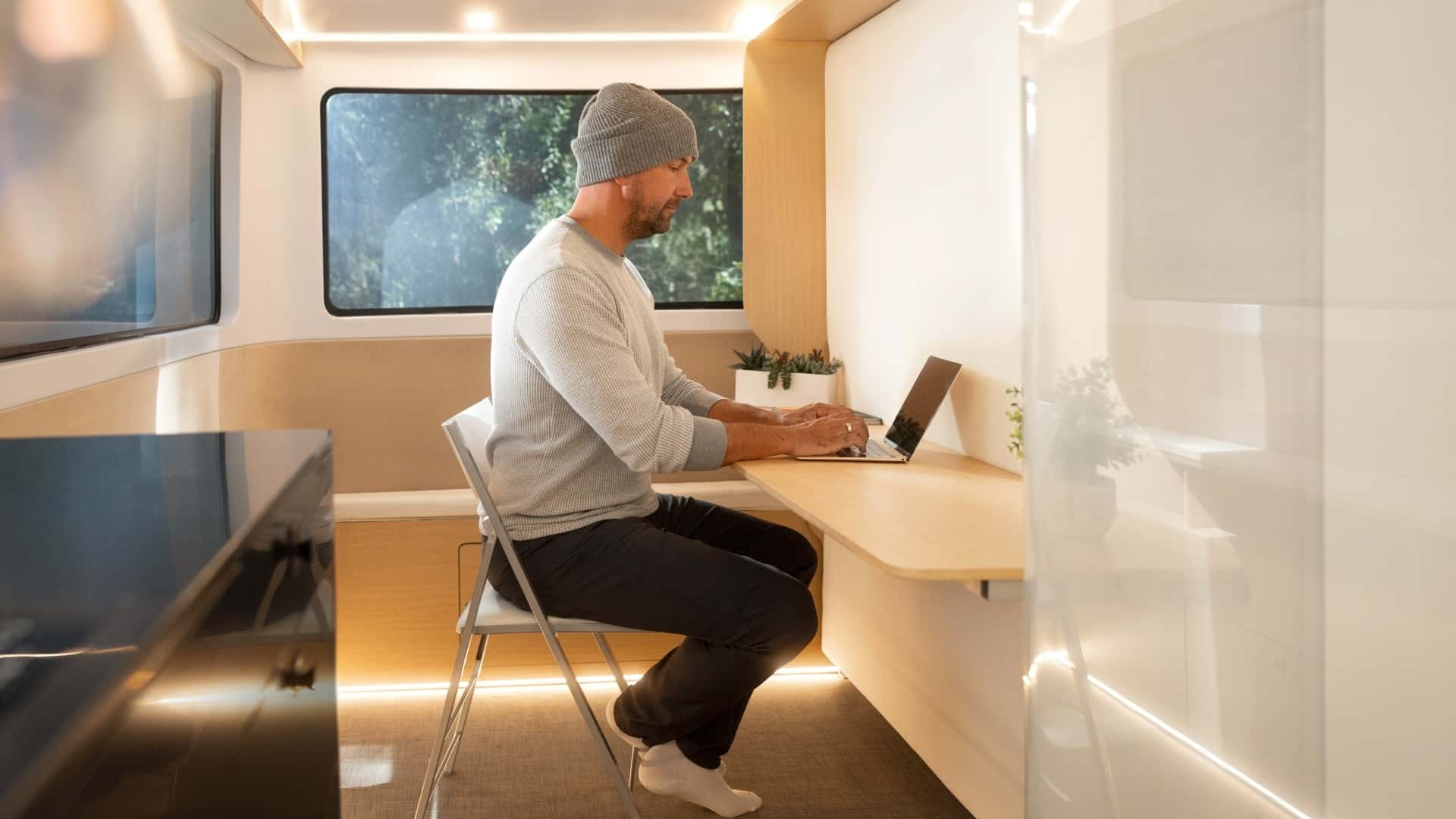 pebble flow all electric travel trailer interior shots