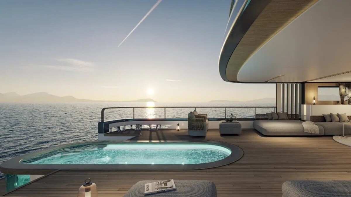 project life superyacht concept comes with a revolving lounge and folding swim platform 4