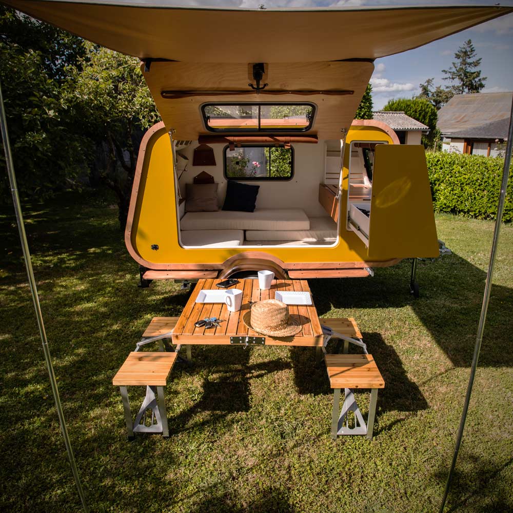 this compact teadrop trailer aims for maximum versatility very chic design 25